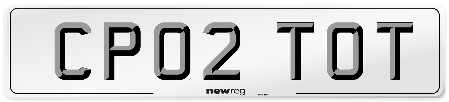 CP02 TOT Number Plate from New Reg